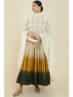 Soch - Women Off White Crepe Embroidered Dupatta