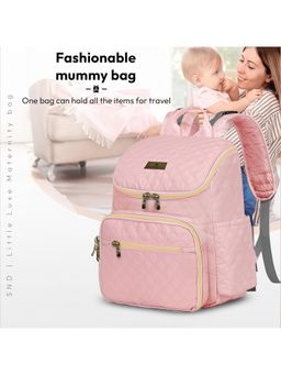 StarAndDaisy - Girls Synthenic Solid/Plain Pink Diaper Bag with Changing Sheet (18-24 Months)