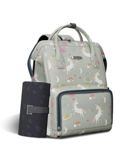 StarAndDaisy - Girls Polyester Printed Grey Diaper Bag with Changing Sheet (18-24 Months)