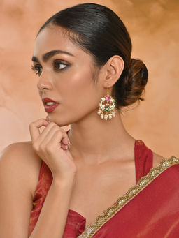 Fida - Gold-Plated Multi-Color Meenakari Twin Peacock Pearls Drop Earrings