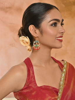 Fida - Gold-Plated Multi-Color Meenakari Twin Peacock Pearls Drop Earrings