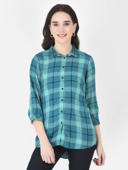 CRIMSOUNE CLUB - Women Carolina Blue Checked Shirt