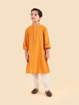 Fabindia - Yellow Cotton Dobby Long Kurta