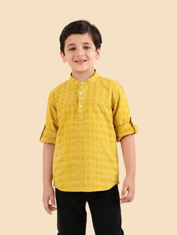 Fabindia - Yellow Cotton Ikat Short Kurta