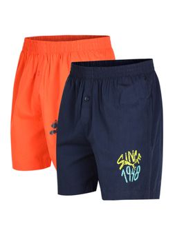 Puma - Woven Mens Orange & Navy Blue Boxers (Pack of 2)