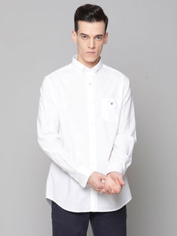 GANT - Mens White Solid Regular Shirts