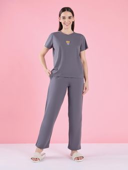 Sweet Dreams - Womens Graphic Printed T-Shirt with Pyjama Grey