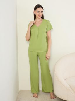 Sweet Dreams - Womens Solid Top with Pyjama Green