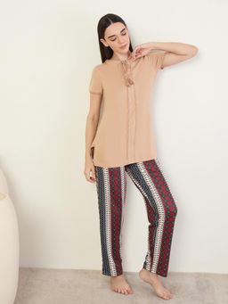 Sweet Dreams - Womens Top with Pyjama Beige