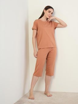 Sweet Dreams - Womens Stylish Ultraluxe Short Sleeve T-Shirt with Capri Orange