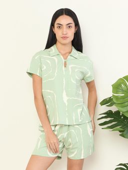 Sweet Dreams - Womens Graphic Printed Shirt with Shorts Green