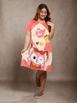 CrossKulture - Short Sleeve Nightdress For Women Coral