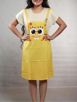 CrossKulture - Short Sleeve Nightdress For Women Yellow