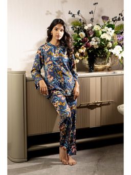 Private Lives - Blue Floral Printed Rayon Co-Ord Set