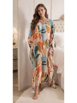 Private Lives - Elegant Floral Lounge Double Chiffon Kaftan