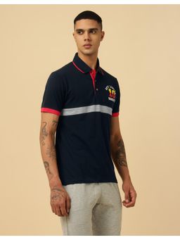 Off Limits - Men Varsity Polo T-shirt - Navy Blue