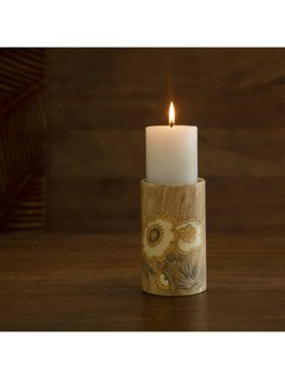 Ellementry - Fleur D'or Wooden Candle Holder for Home Decoration (Large)