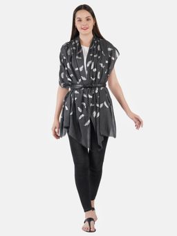 MUFFLY - Women Self Design Wool Blend, Foil Print Stoles with Hanger