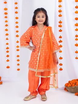 MASTARANG - Girls Peach Kurta with Salwar and Dupatta