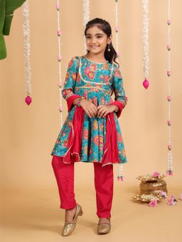 MASTARANG - Girls Blue Kurta with Pant and Dupatta