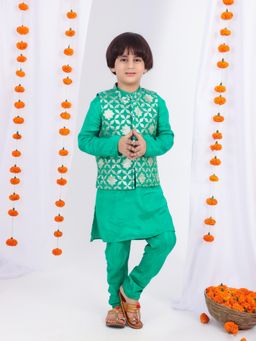 MASTARANG - Boy Green Boys Kurta with Pant and Jacket