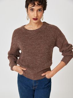 The Label Life - Cocoa Drop Shoulder Sweater