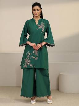 Libas - Green Floral Embroidered Co-Ord Set