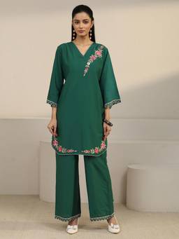 Libas - Green Floral Embroidered Co-Ord Set