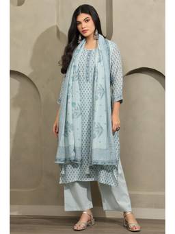 Soch - Blue Floral Printed Kurta with Pant and Dupatta