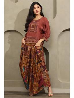 Soch - Rust Printed Sequined Work Co-Ord Set
