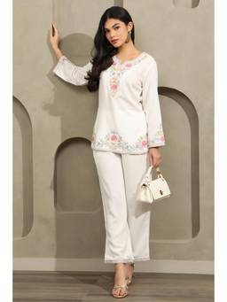 Soch - Off White Floral Embroidered Co-Ord Set