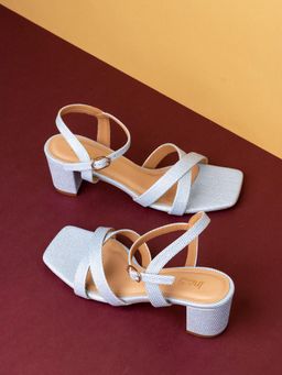 Inc.5 - Womens Blue Solid Square Toe Party Wear Block Sandal Heels