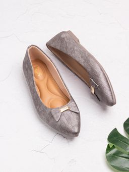 Inc.5 - Womens Pewter Printed Pointed Toe Party Wear Ballerinas