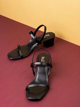 Inc.5 - Womens Black Striped Square Toe Party Wear Block Heels