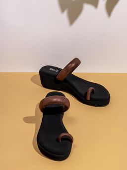 Inc.5 - Womens Brown Solid Round Toe Party Wear Wedge Heels