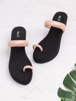 Inc.5 - Womens Peach Solid Round Toe Party Wear Wedge Heels