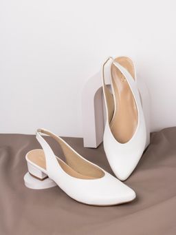 Inc.5 - Womens White Solid Pointed Toe Party Wear Block Heels