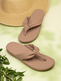 Inc.5 - Womens Beige Solid T-Strap Casual Slip-On Sandals
