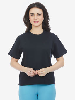 MAYSIXTY - Solid Black Half Sleeves T-Shirt