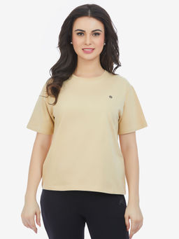 MAYSIXTY - Solid Beige Half Sleeves T-Shirt