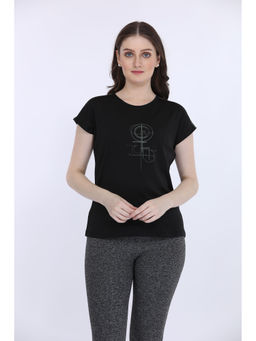 MAYSIXTY - Printed Black Half Sleeves T-Shirt