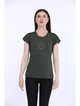 MAYSIXTY - Printed Green Half Sleeves T-Shirt