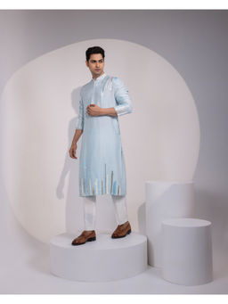 YOSEBA - Blue Stride Embroidered Kurta with Pant