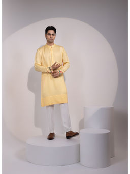 YOSEBA - Yellow Cuff Embroidered Kurta with Pant