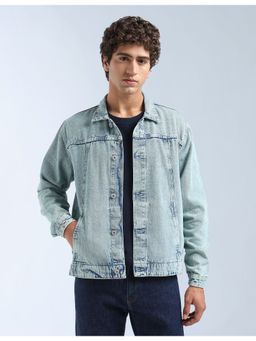 Flying Machine - Blue Men Solid Regular Fit Denim Jacket