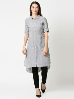 Bewakoof - Grey Vertical Stripes Kurta