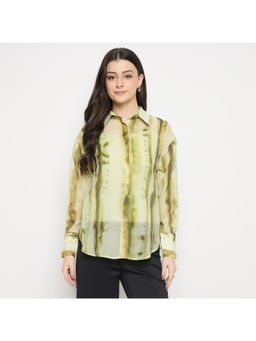 Madame - Green Tencel Nylon Blend Tie & Dye Shirt