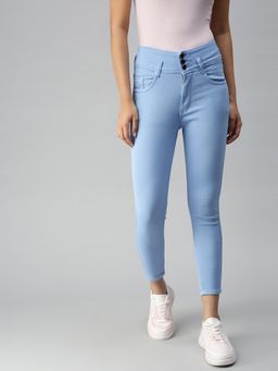 SHOWOFFFF - Women Super Skinny High-Rise Blue Clean Look Jeans