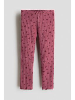H&M - Girls Pink Ribbed Cotton Leggings