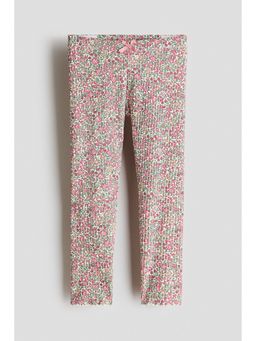 H&M - Girls Pink Ribbed Cotton Leggings